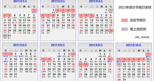 國(guó)務(wù)院辦公廳公布2011年部分節(jié)假日安排通知