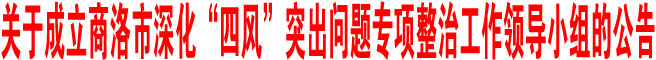 關(guān)于成立商洛市深化“四風”突出問題專項整治工作領(lǐng)導小組的公告